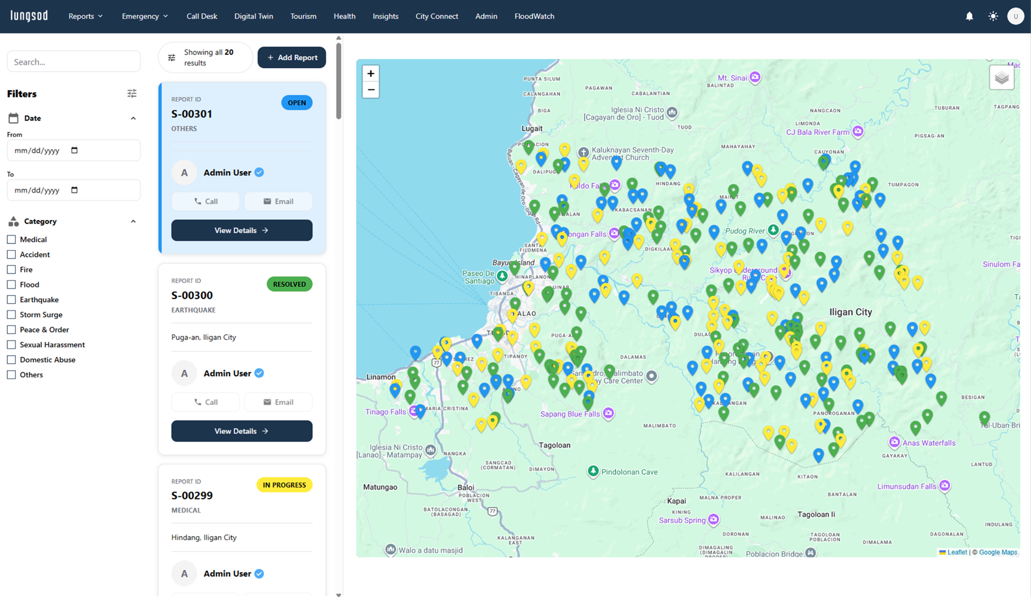 Emergency management dashboard view